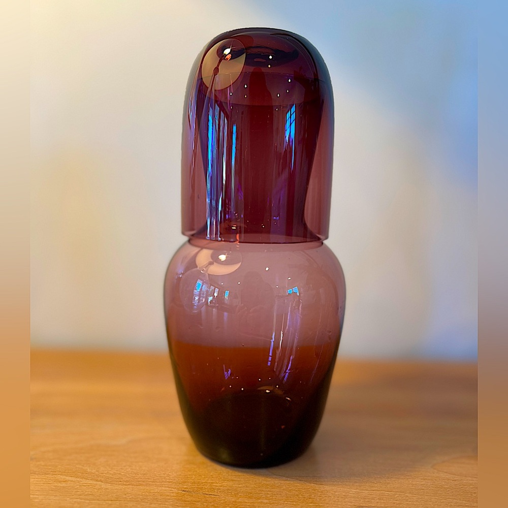 Rare! Fenton Glass Tumble Up Carafe in Amethyst